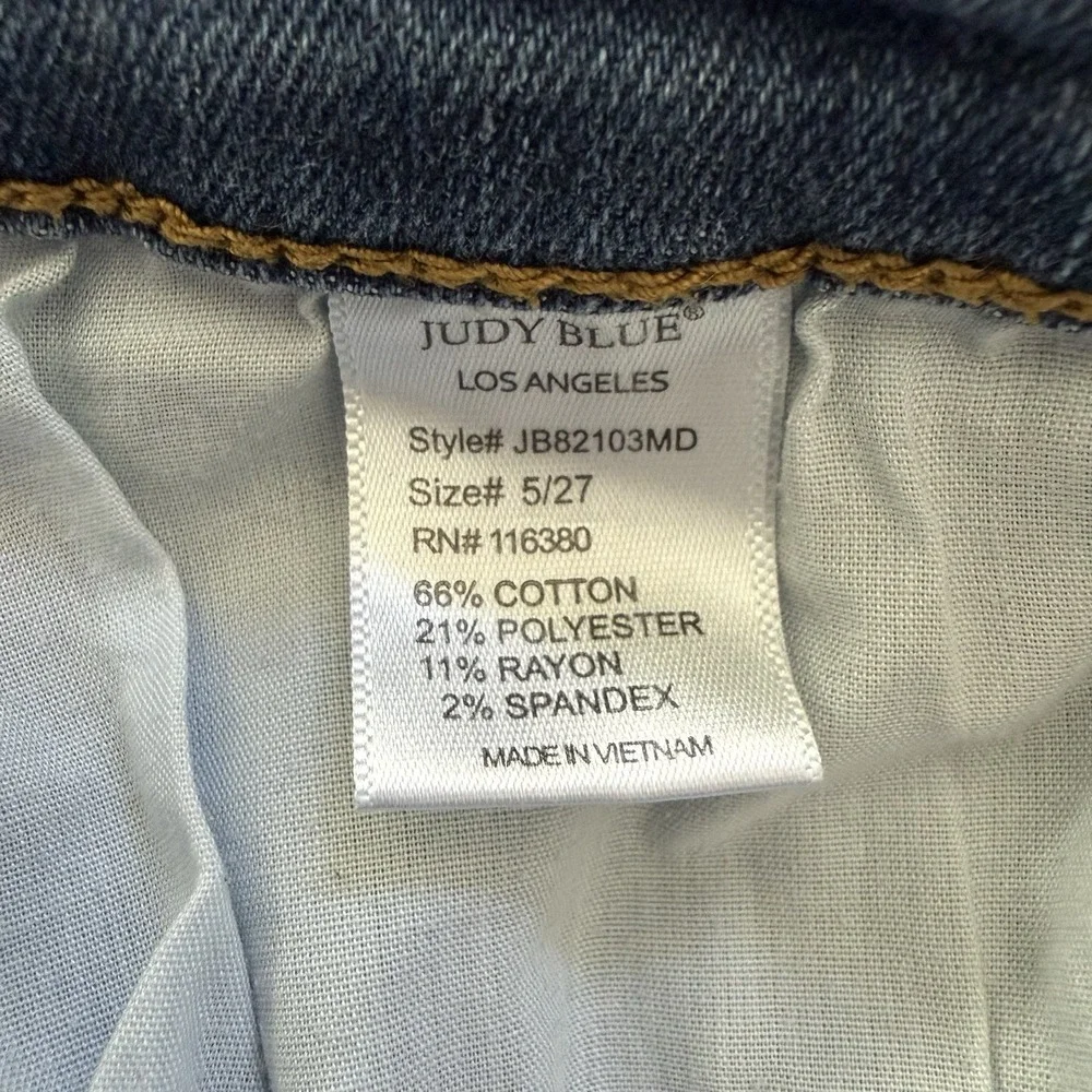 Judy Blue Relaxed Fit Jeans Size 5/27 JB82103MD Medium Wash Whiskering - Picture 7 of 11